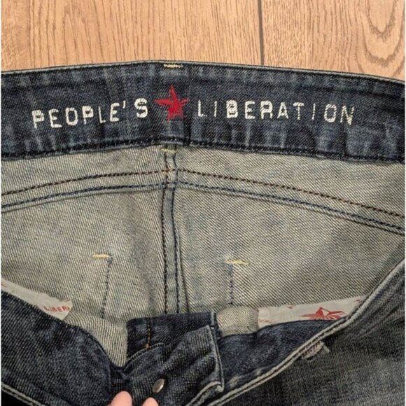 Peoples Liberation Womens 30‎ Mary Trouser  Flare Jeans Dark Faded Denim Star - Picture 2 of 6